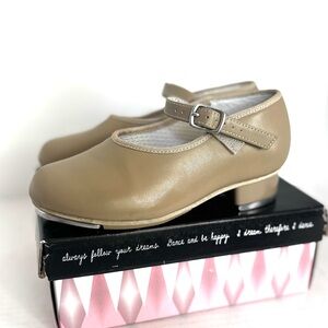Revolution Dancewear U-Shell Tap Shoes‎ Tan Synthetic Leather Child Size 12